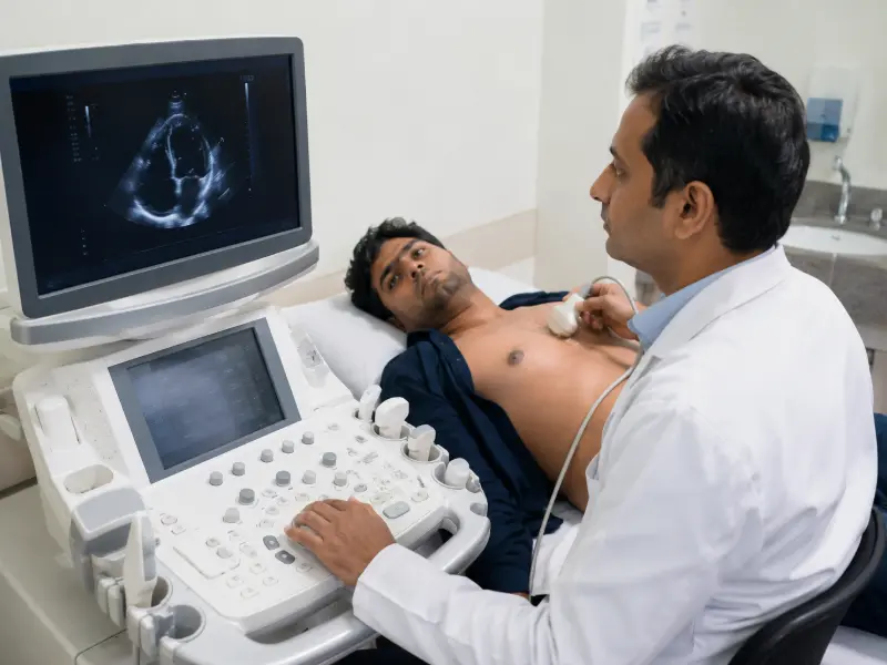 2D Echo Test cardiac ultrasound imaging — real-time heart assessment at Henotic Diagnostics