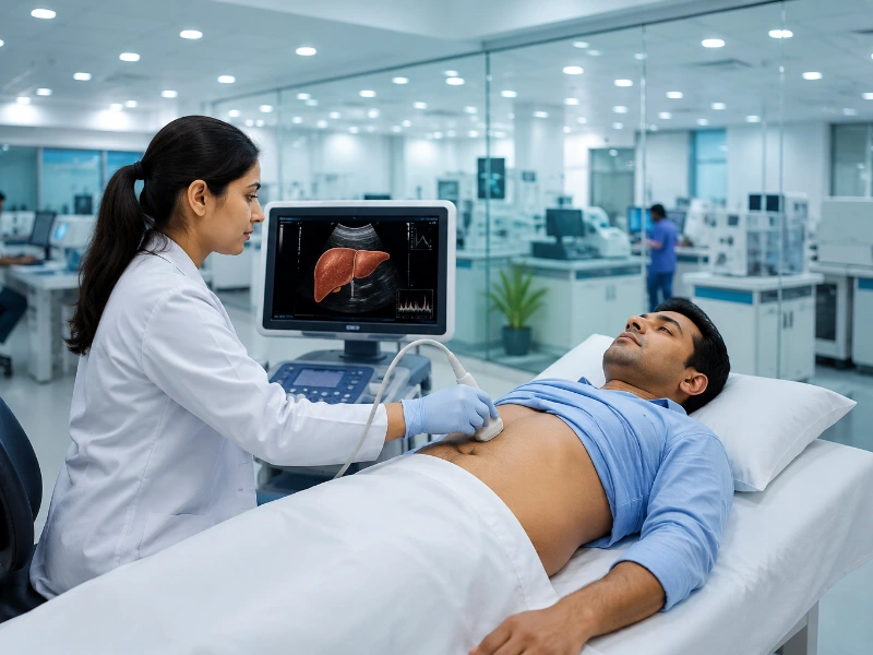 Advanced non-invasive transient elastography system performing a high-precision liver fibrosis assessment to grade tissue scarring