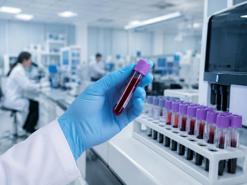 Advanced hematology analyzer performing a Complete Blood Count (CBC) test