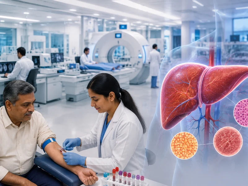 Advanced non-invasive transient elastography workstation performing a high-precision chronic liver disease screening scan