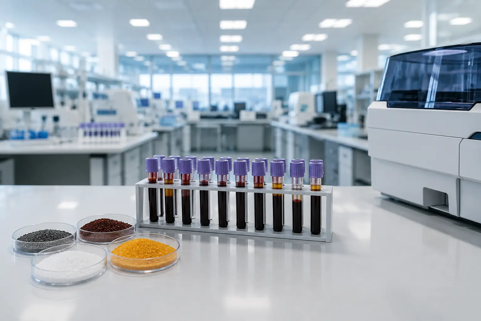 Advanced chemistry analyzer evaluating serum samples for comprehensive iron profile parameters