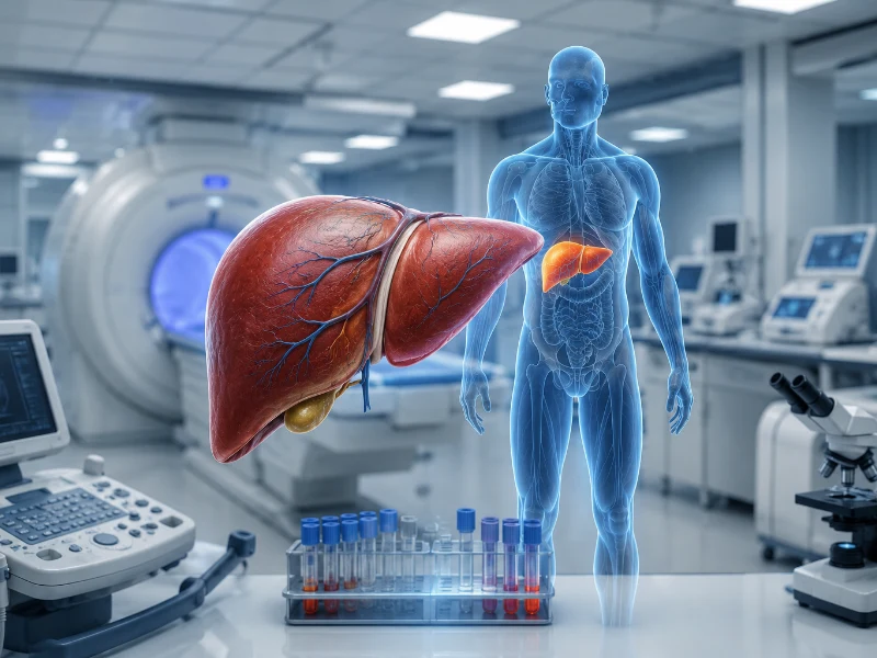 Advanced non-invasive transient elastography system performing a comprehensive liver health assessment scan to map fibrosis and fat