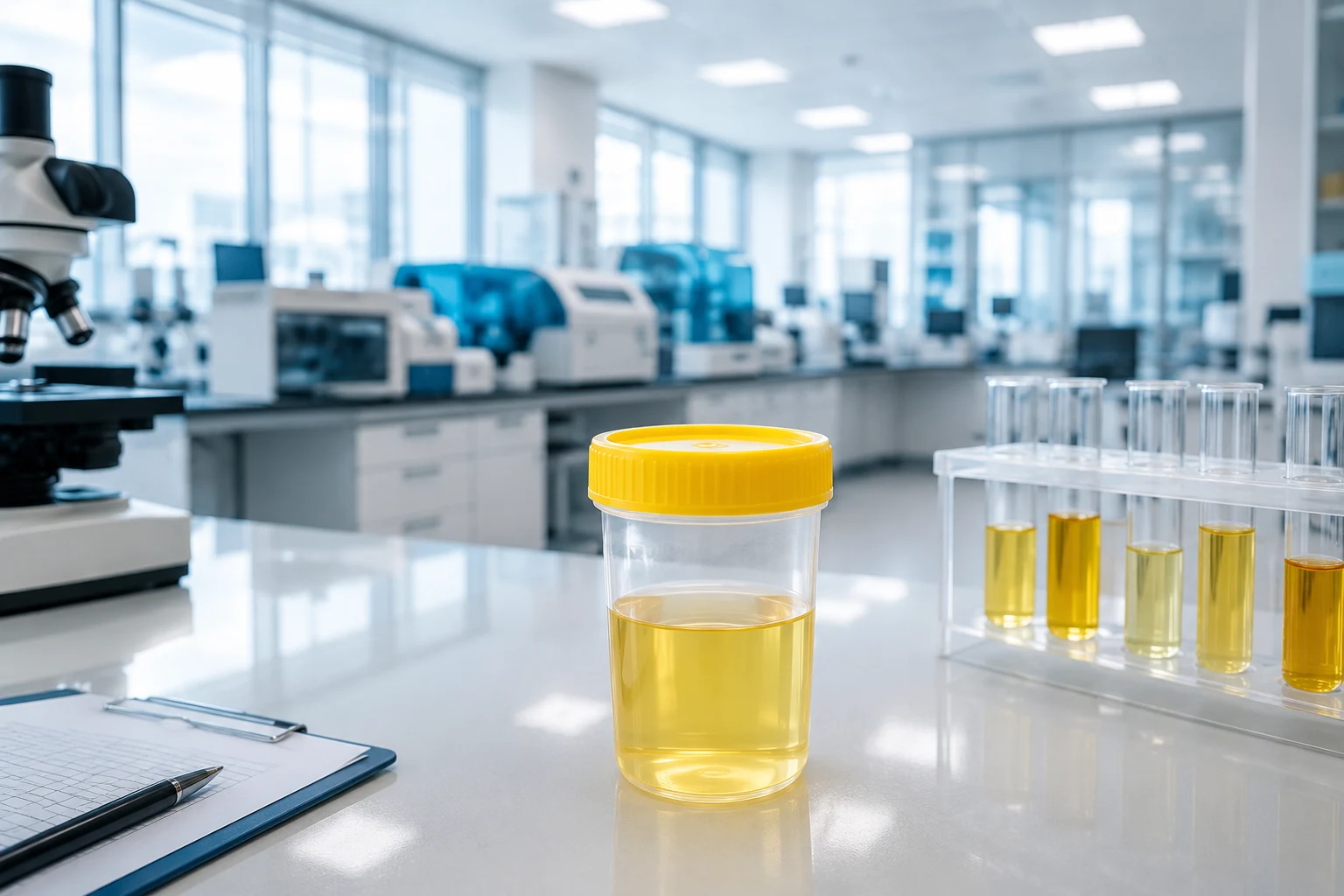 Advanced automated clinical urinalysis system examining patient samples for chemical biomarkers