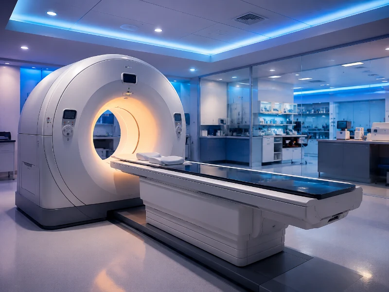 Advanced molecular PET-CT imaging system performing a high-precision whole-body PET scan for oncology staging