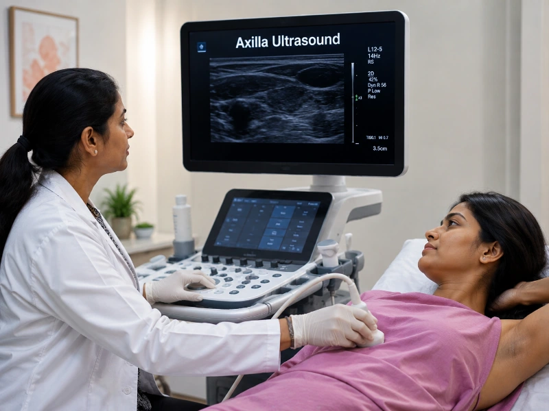 Professional axilla ultrasound session at Henotic Diagnostics Kharghar