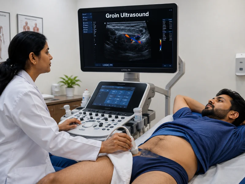 Professional groin ultrasound imaging at Henotic Diagnostics Kharghar