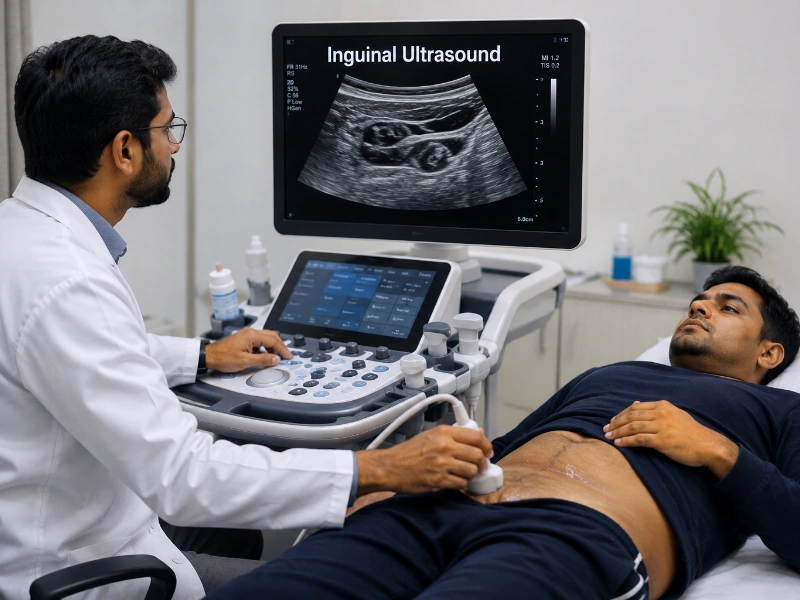 Professional inguinal ultrasound imaging at Henotic Diagnostics Kharghar