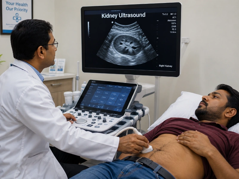 Professional kidney ultrasound imaging at Henotic Diagnostics Kharghar
