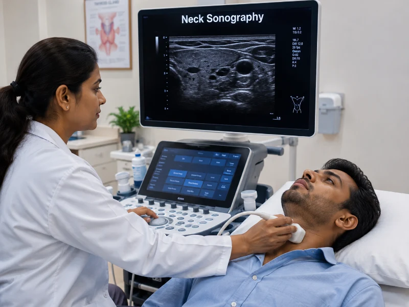 Professional neck sonography imaging at Henotic Diagnostics Kharghar