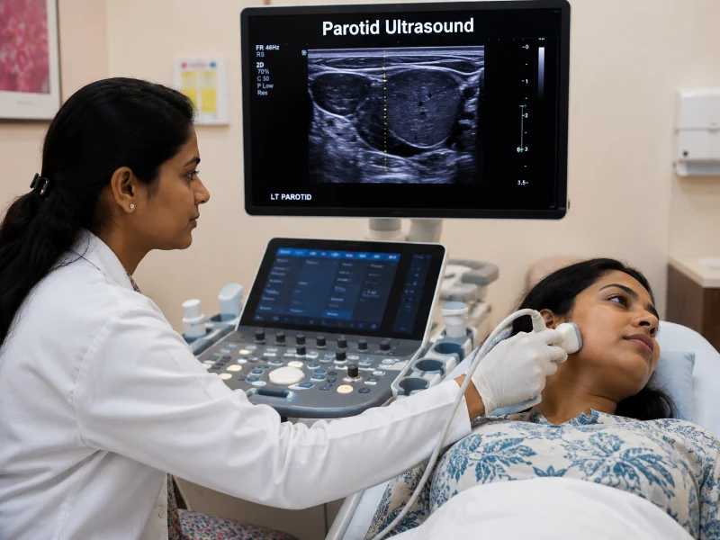 Professional parotid ultrasound imaging at Henotic Diagnostics Kharghar