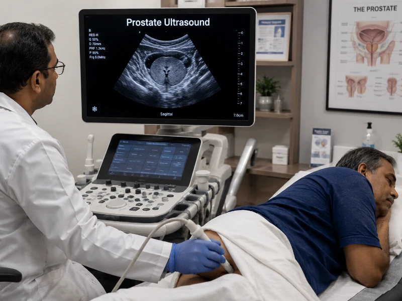 Professional prostate ultrasound imaging at Henotic Diagnostics Kharghar