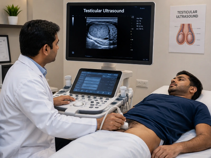 Professional testicular ultrasound session at Henotic Diagnostics Kharghar