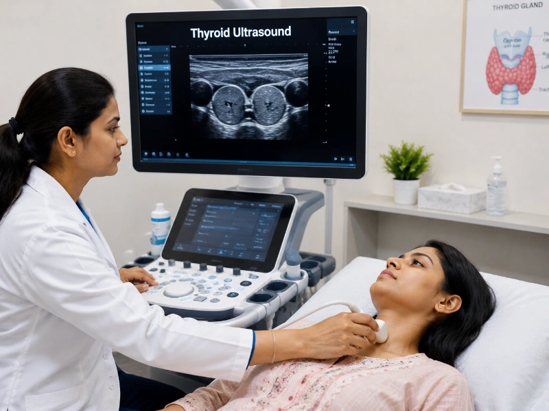 Professional thyroid ultrasound imaging at Henotic Diagnostics Kharghar