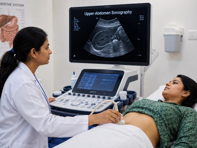 Professional upper abdomen sonography imaging at Henotic Diagnostics Kharghar