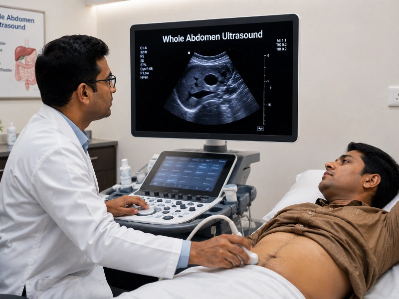 Professional whole abdomen ultrasound imaging at Henotic Diagnostics Kharghar