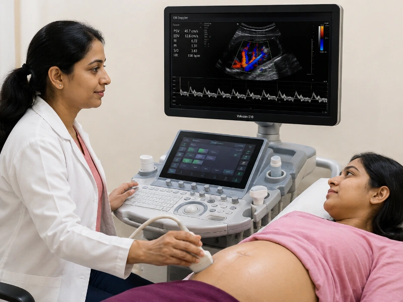 Professional obstetric doppler ultrasound imaging at Henotic Diagnostics Kharghar