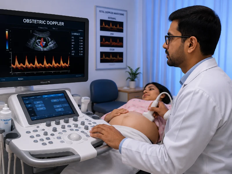 Professional obstetric doppler ultrasound imaging at Henotic Diagnostics Kharghar